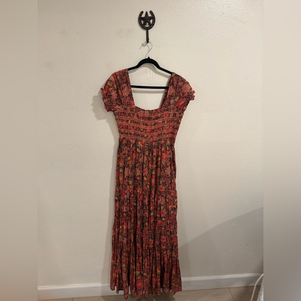 Free People- Red and Orange Floral Maxi Dress